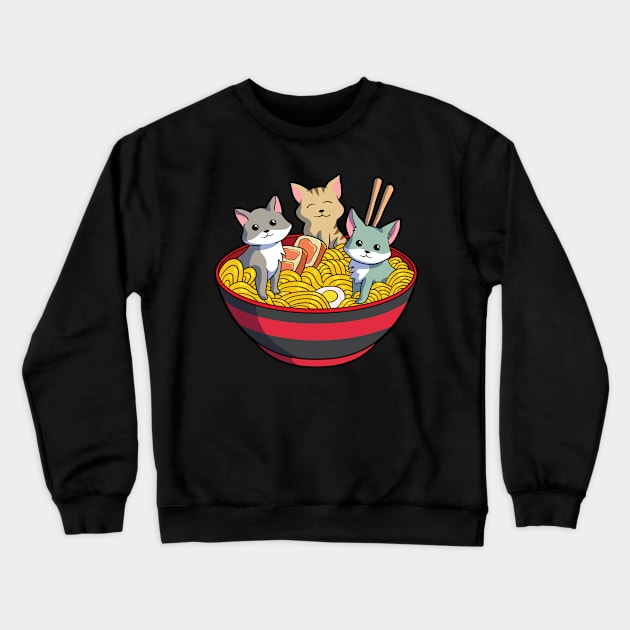 Ramen Cat Kawaii Anime Neko Otaku Cats Japanese Noodles Crewneck Sweatshirt by Blink_Imprints10